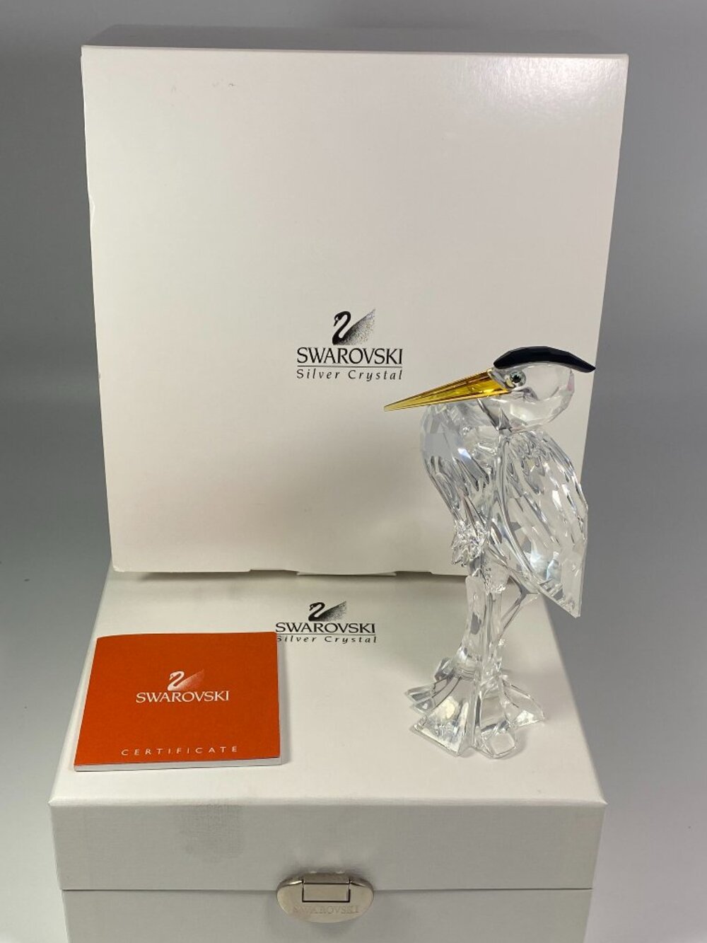 Swarovski 221627 Grey Heron Crystal large Figurine w/original Box CoA